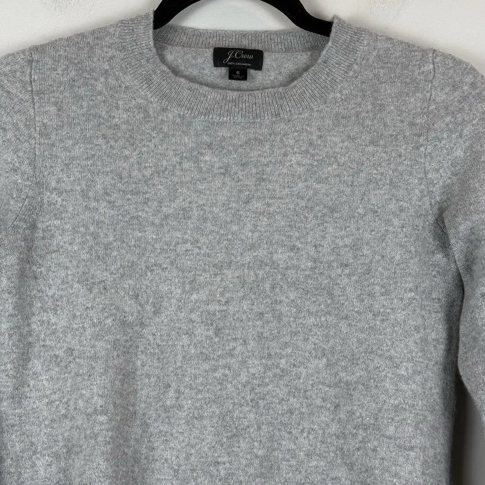 J.Crew 100% Cashmere Sweater Womens Small Gray Classic Crewneck Quiet Luxury - Picture 2 of 6